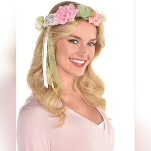 Mom To Be Pink White Floral Head Wreath Piece Gender Reveal Baby Shower Girl